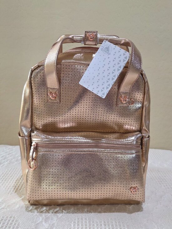 NWT Rose Gold Pink Mickey Icon Flair Disney Backpack Bag Computer Minnie Mouse